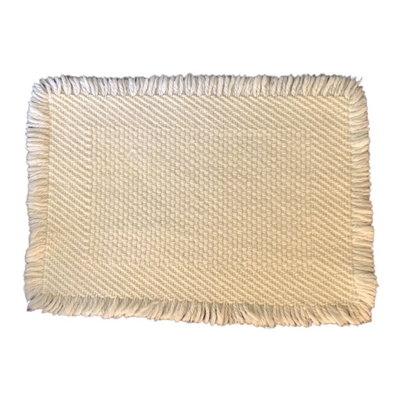 💯% Wool Sustainable Eco Handcrafted BasketWeave Frayed Table Placemats Set of 5 - Picture 2 of 5